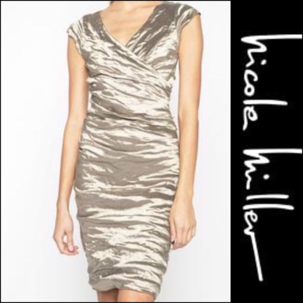 Nicole Miller size 8 gold dress